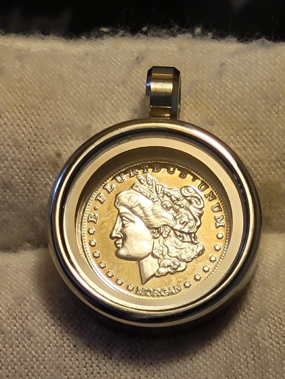 20mm Morgan .999 Fine Silver Floating Pendant - New - Rare - UNISEX